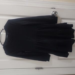 SHEIN Black Waffle Knit Long Sleeve Dress